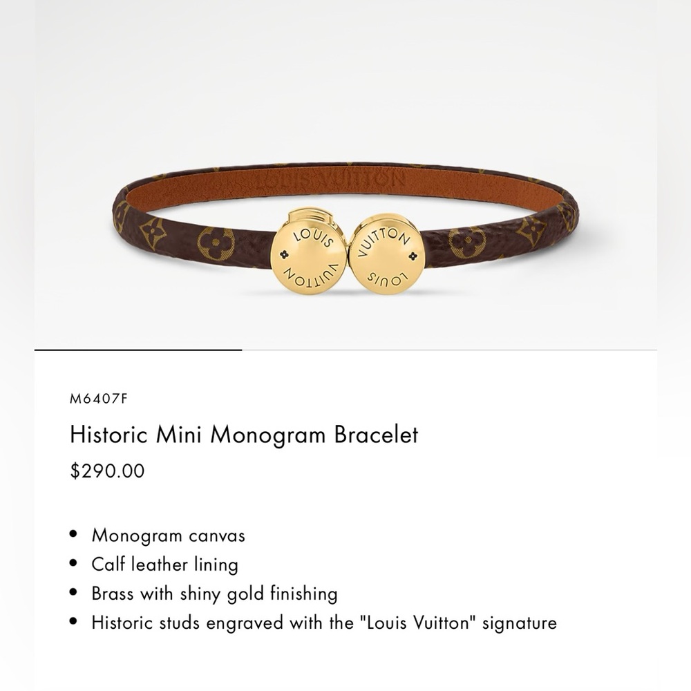Louis Vuitton Brown and Gold Historic Mini Monogram Bracelet - Picture 3 of 5